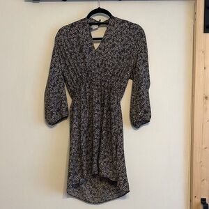 Floral Black and White Women's Dress